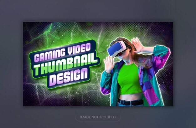 PSD nuovo design moderno delle miniature di youtube per la revisione dei videogiochi con effetto bagliore e nuovo modello di design per banner web