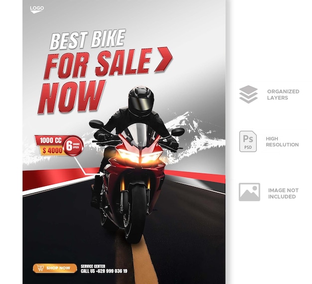 PSD new motorcycle sale flyer template