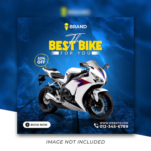 PSD new motorcycle social media instagram post template design premium psd