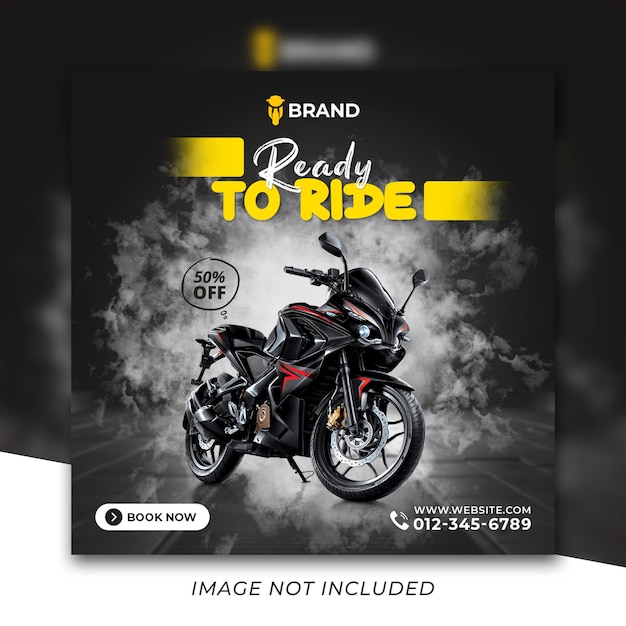 New Motorcycle social media instagram post template design Premium Psd