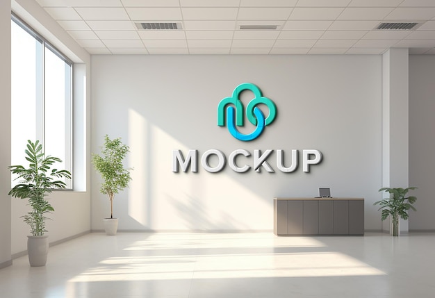 New office building room logo mockup indoor office white wall mockup corporate wall mockup