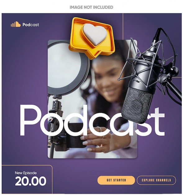 New podcast banner design psd template editable