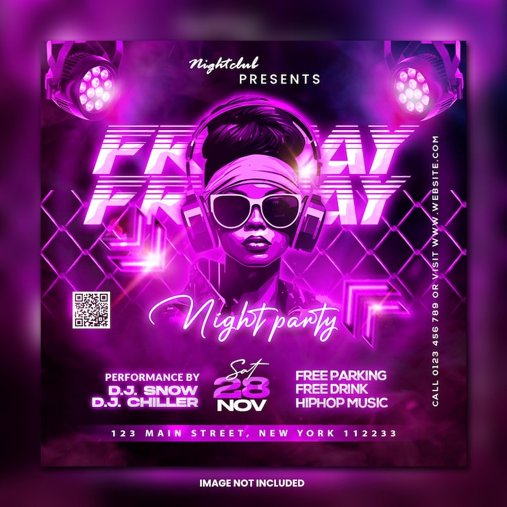 PSD new psd night club dj party post social media template