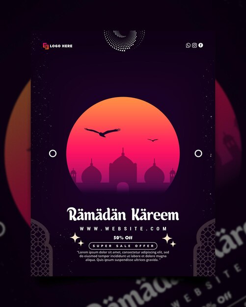 PSD new ramadan islamic festival social media poster template