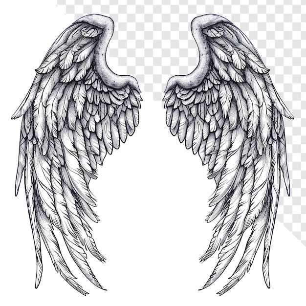 PSD new school tattoo style angel wings isolated background