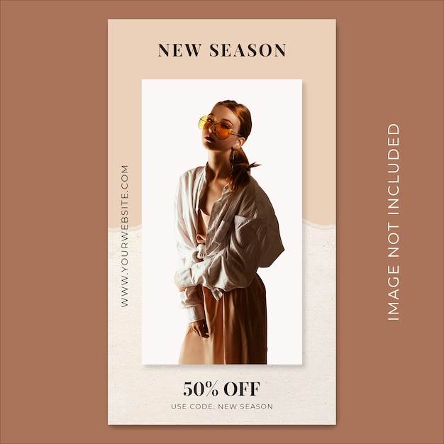 PSD new season fashion collection torn paper instagram stories banner template