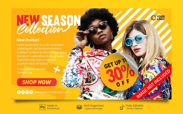 New season fashion sale new collection for promo social media post website banner template