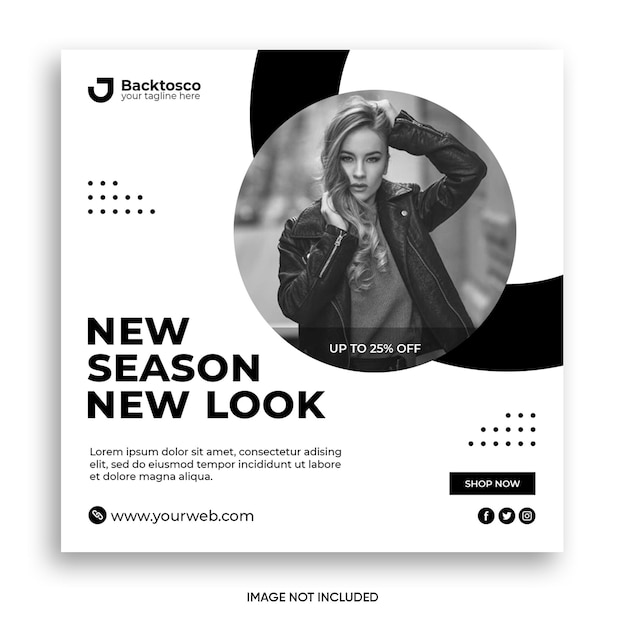 Nuova stagione invernale vendita moda social media post e banner web premium psd