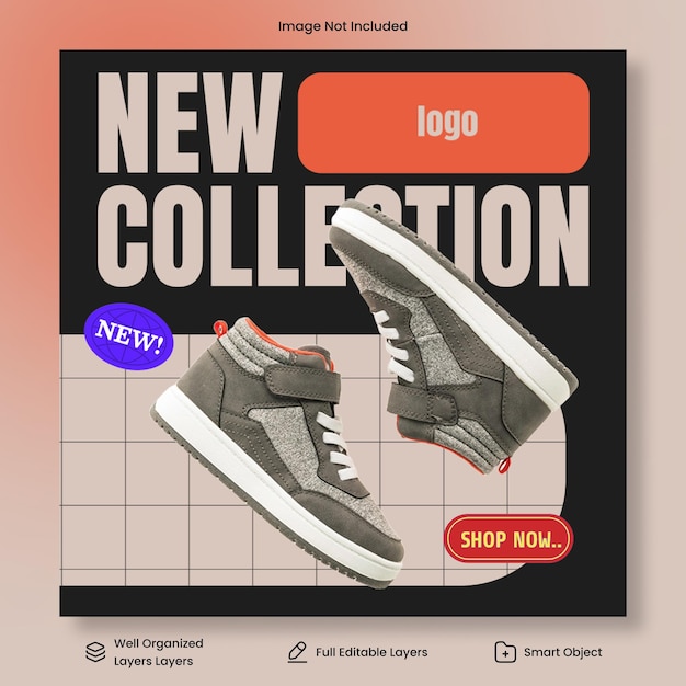 PSD 새로운 신발 컬렉션 소셜 미디어 포스터 프 템플릿