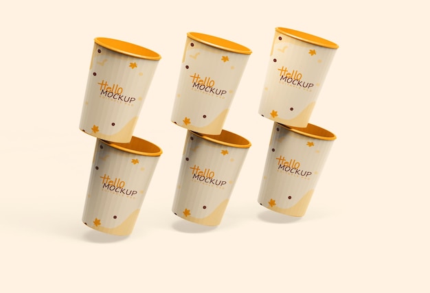 PSD new six coffee cups mockup psd