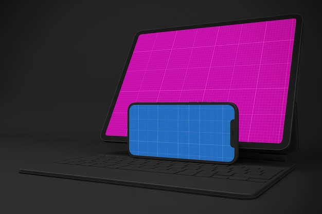 New smartphone 12 & digital tablet pro mockup