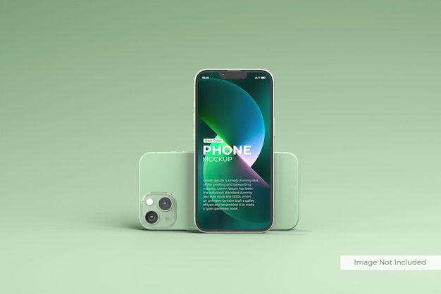 Vista frontale del nuovo mockup di colore verde per smartphone