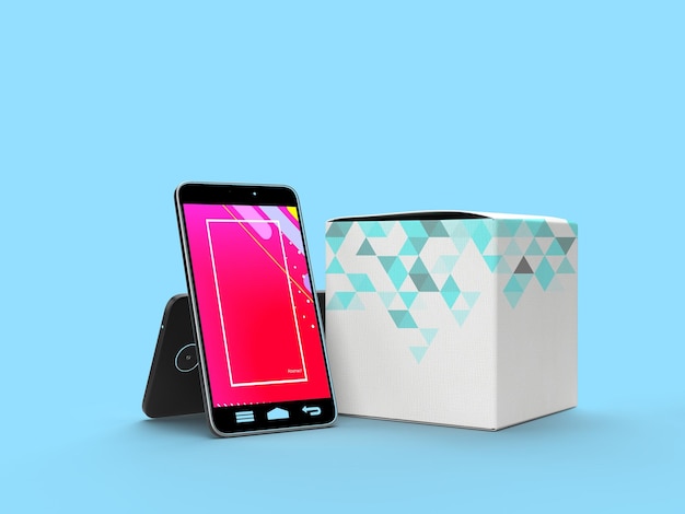 New smartphone with box mocup already for change to your design