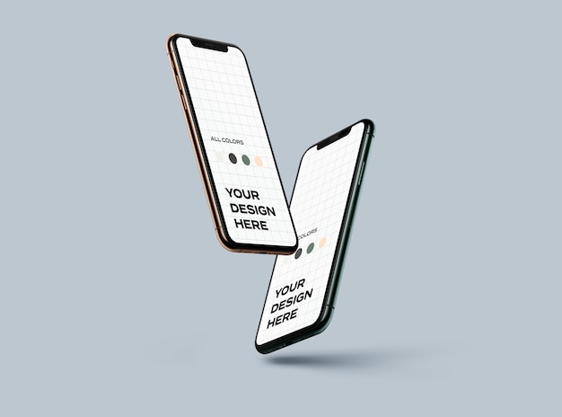 New smartphones mockup floating