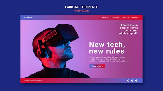 PSD new technology landing page template design