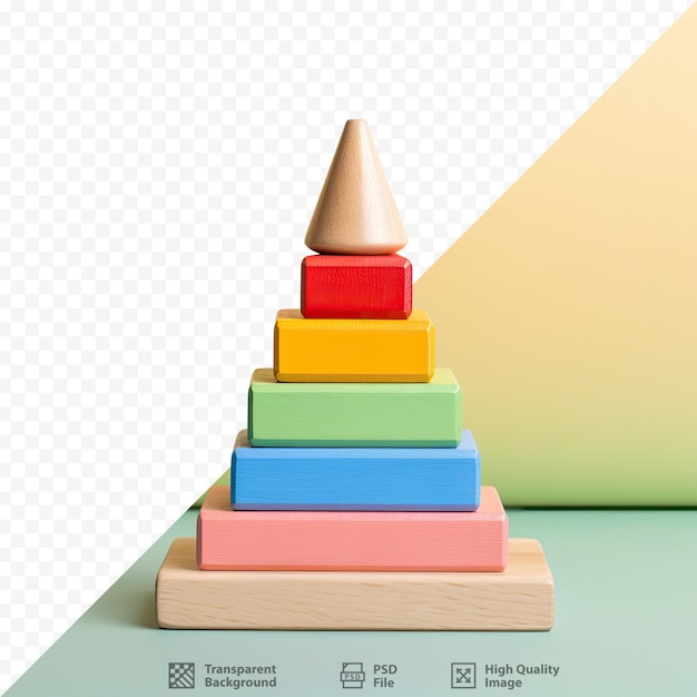 PSD new wooden pyramid baby toy against a background