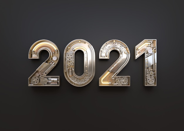 PSD new year 2020 made from mechanical alphabet