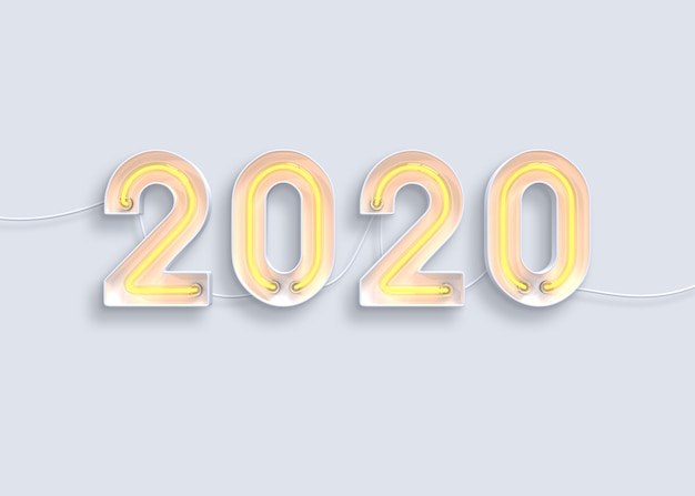 PSD 네온 알파벳으로 만든 새해 2020