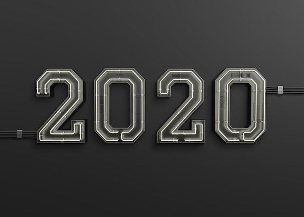 New year 2020 made from neon light