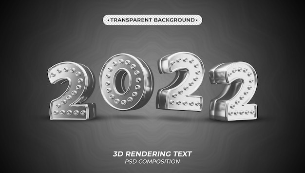 PSD new year 2022 3d metalic text