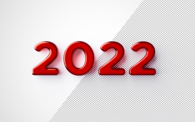 New Year 2022 mockup, 3d rendering red on white