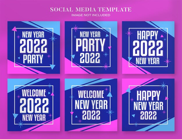PSD 2022년 새해 파티 소셜 미디어 배너 및 인스타그램 포스트 템플릿