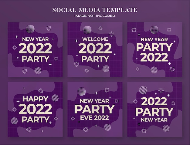 New year 2022 party social media banner and instagram post template