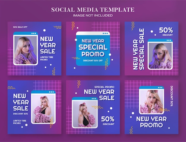 New Year 2022 Sale social media banner and instagram post template