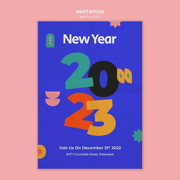 New year 2023 celebration invitation template