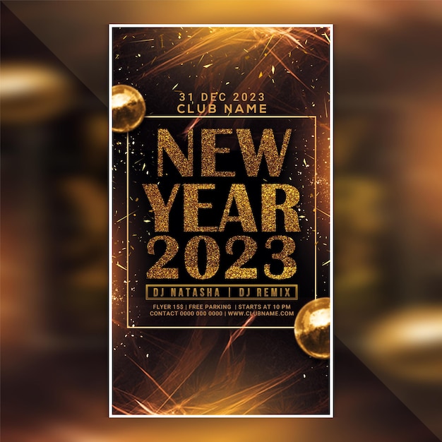 New year 2023 celebration part flyer template