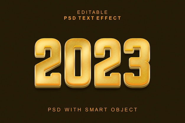 Новый год 2023 золотой 3d текстовый эффект