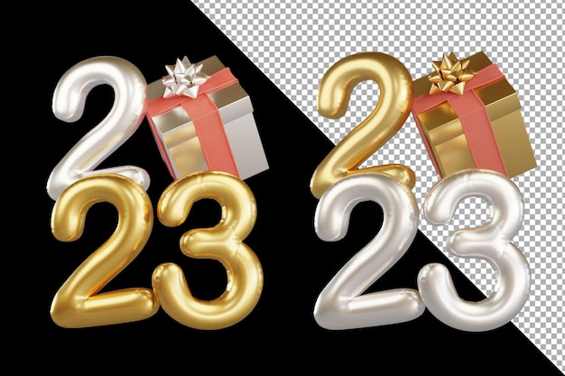 New Year 2023 isolated 3D Render for design Element