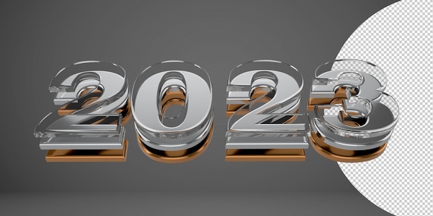 新年 2023 モダンなデザイン スタイル。 2023年のロゴデザインpngの3dタイポグラフィ
