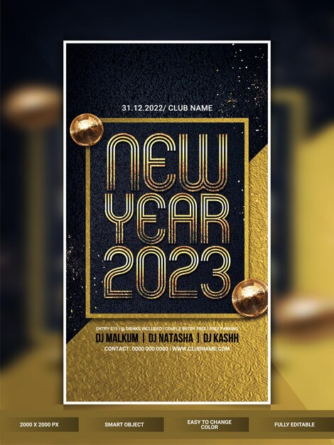 PSD modello di banner web instagram festa del nuovo anno 2023