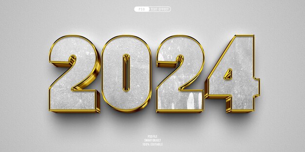नया साल 2024 3D संपादन योग्य टेक्स्ट इफ़ेक्ट