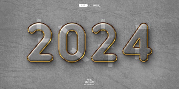 नया साल 2024 3D संपादन योग्य टेक्स्ट इफ़ेक्ट