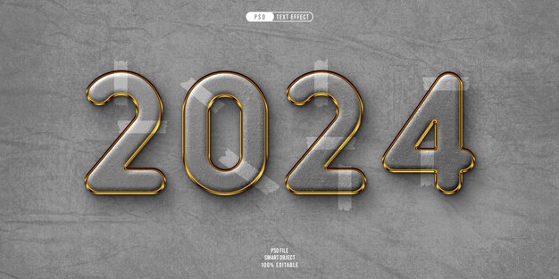 PSD new year 2024 3d editable text effect