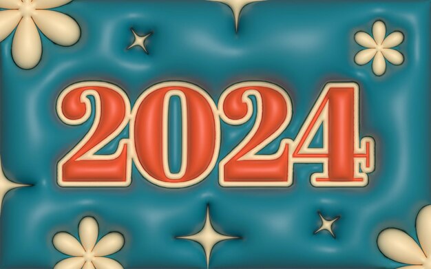 PSD new year 2024 3d soft realistic card template image design