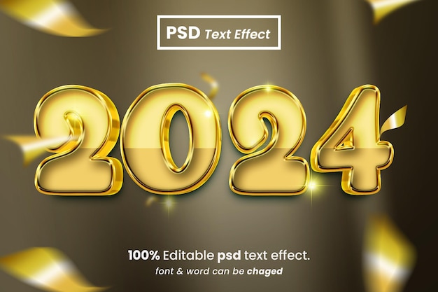 PSD new year 2024 3d text effect