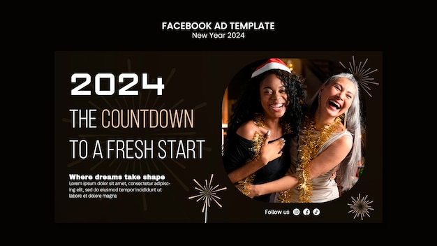 New year 2024 celebration facebook template