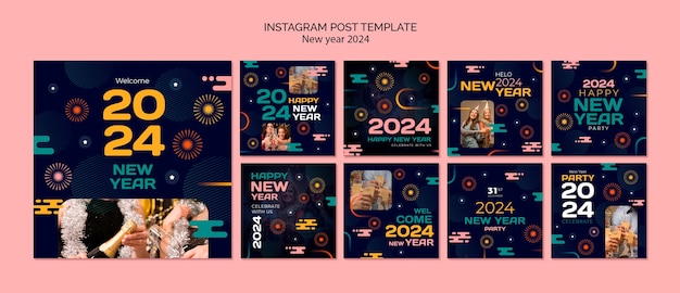 PSD post su instagram per festeggiare il nuovo anno 2024