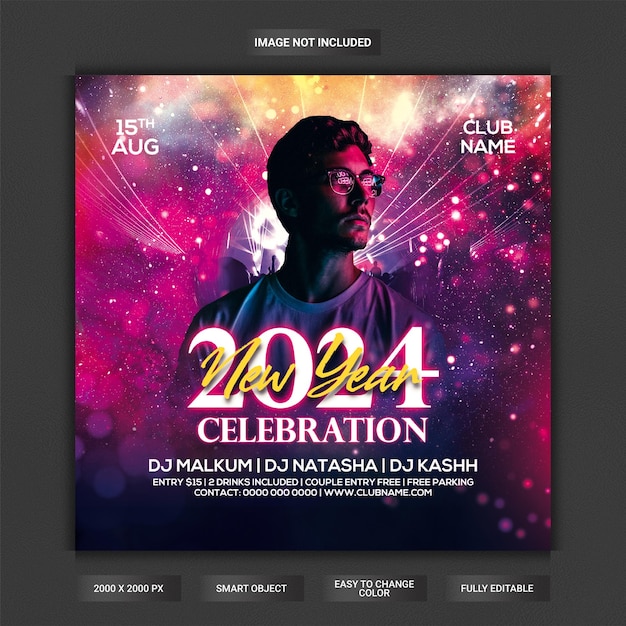 New year 2024 celebration party flyer