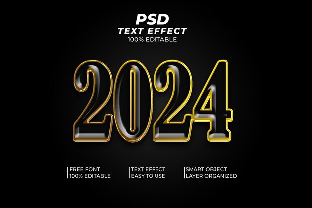 PSD new year 2024 editable text effect