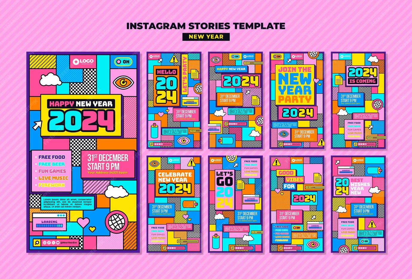 Premium PSD New year 2024 template design