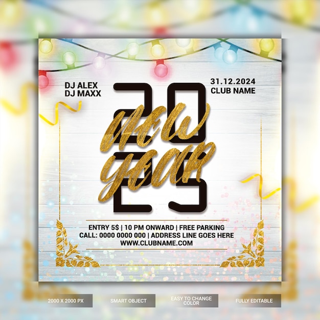 new year 2025 eve party flyer