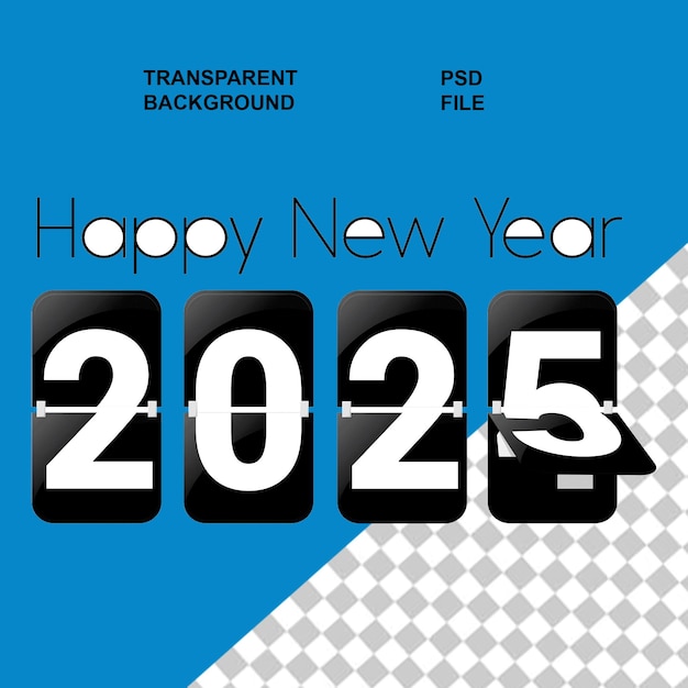 new year 2025 typography and wishes on transparent isolated background