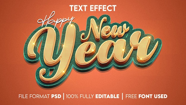 New year 3d editable text effect