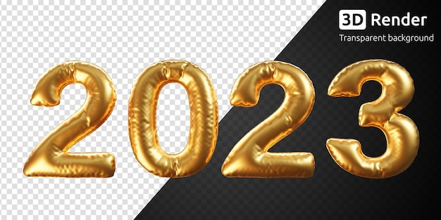 New year 3d render of gold balloon of numbers