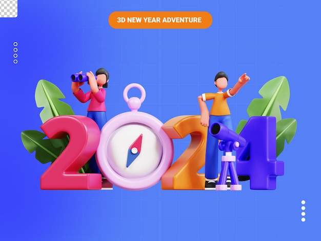 PSD new year adventure 3d character