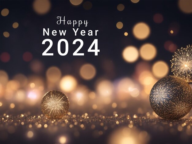 PSD new year background with bokeh lights and new year fireworks